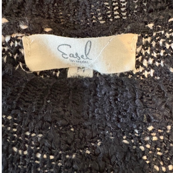 Easel Womens Black White Oversized Star Print Knit Sweater Crew Neck Medium - Picture 6 of 7